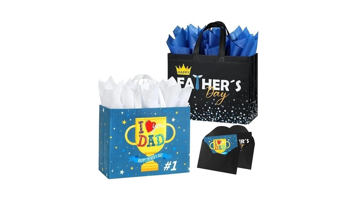 Stypop 2 Pack 13 Fathers Day Gift Bags With Tissue... - Coupon