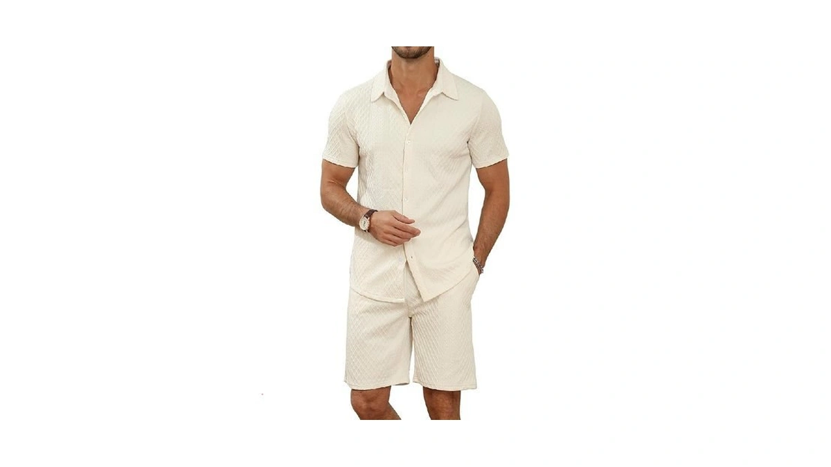 Mlanm Men S 2 Piece Outfit Summer Short Sleeve... - Coupon
