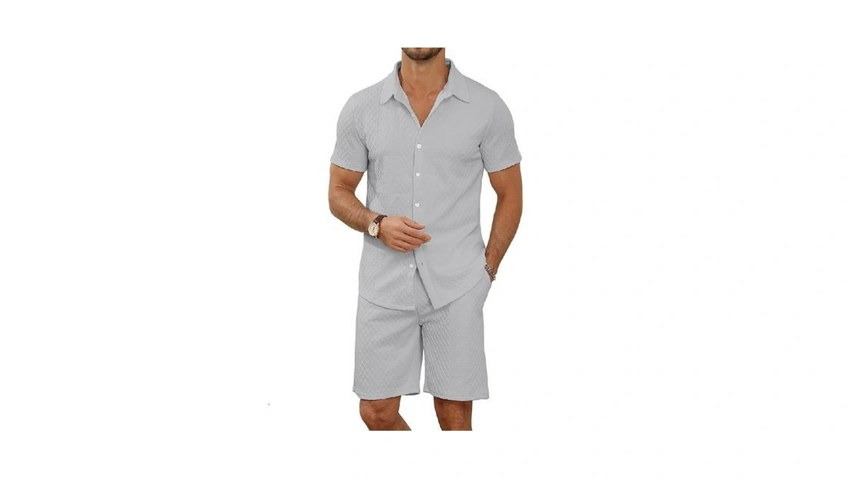 Mlanm Men S 2 Piece Outfit Summer Short Sleeve... - Coupon