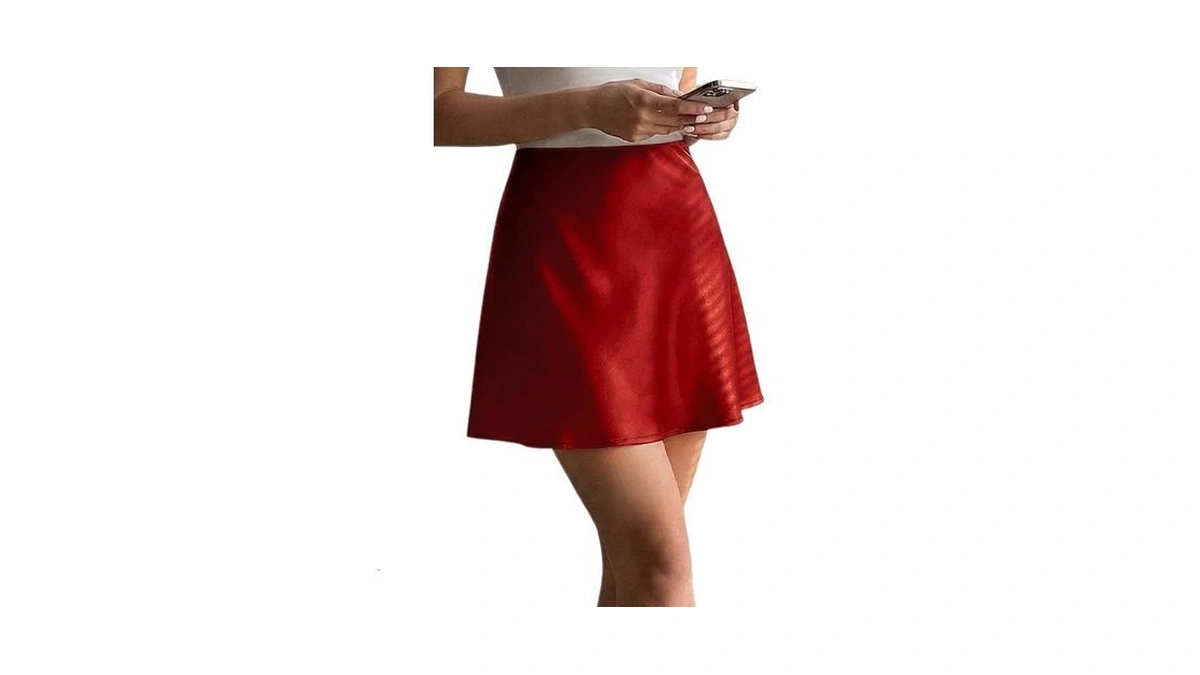 Mist Azur Women S Elegant Silky Satin Mini Skirt... - Coupon