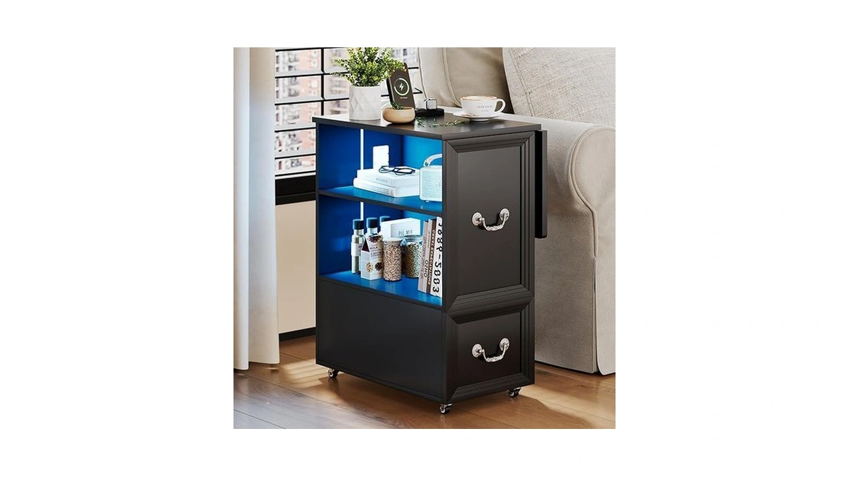 Dystler Side Table With Charging Station And Led... - Coupon