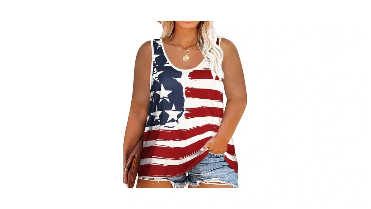 Hdlte Plus Size American Flag Tank Tops Women 4th... - Coupon
