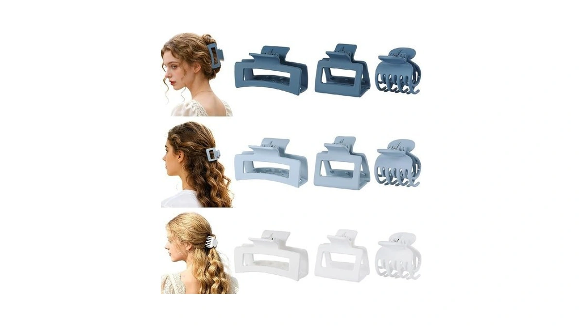 Chandat 3 Style Blue Hair Claw Clips Set - 9 Pcs... - Coupon