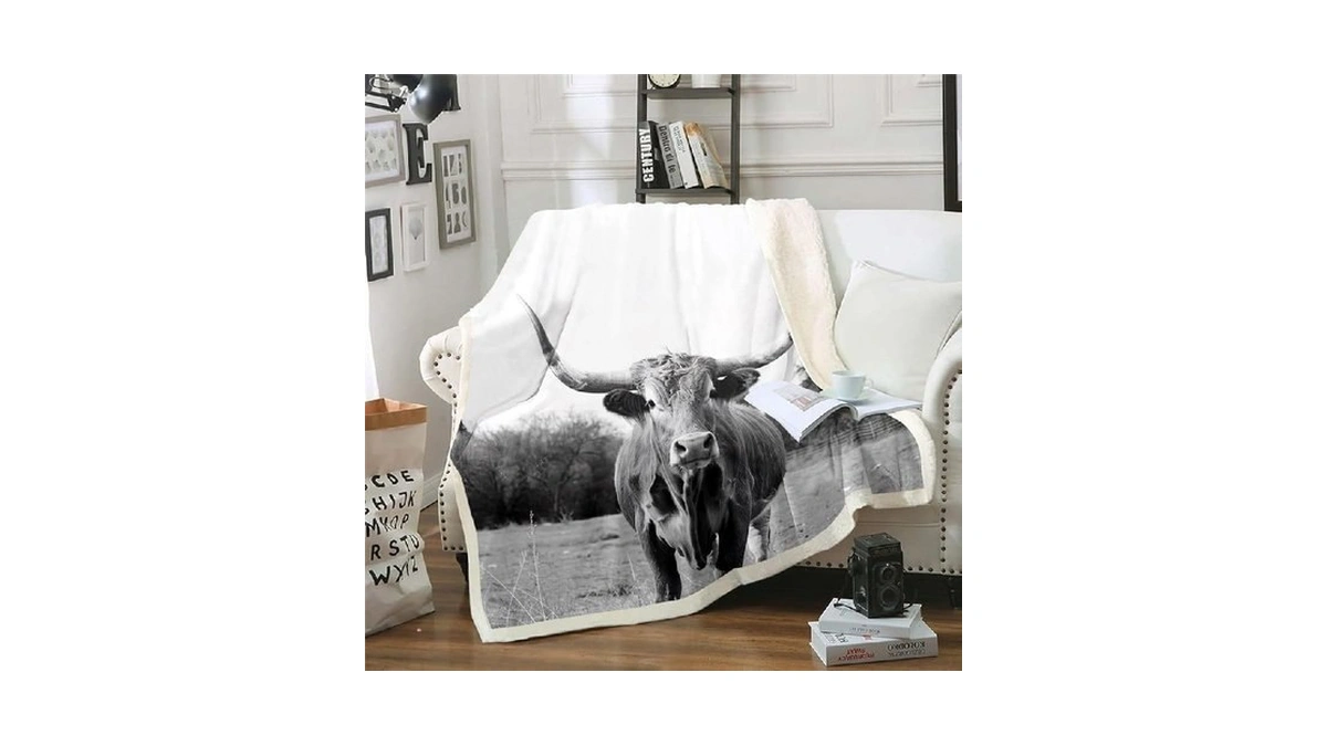 Erosebridal Longhorn Cow Throw Blanket Western... - Coupon
