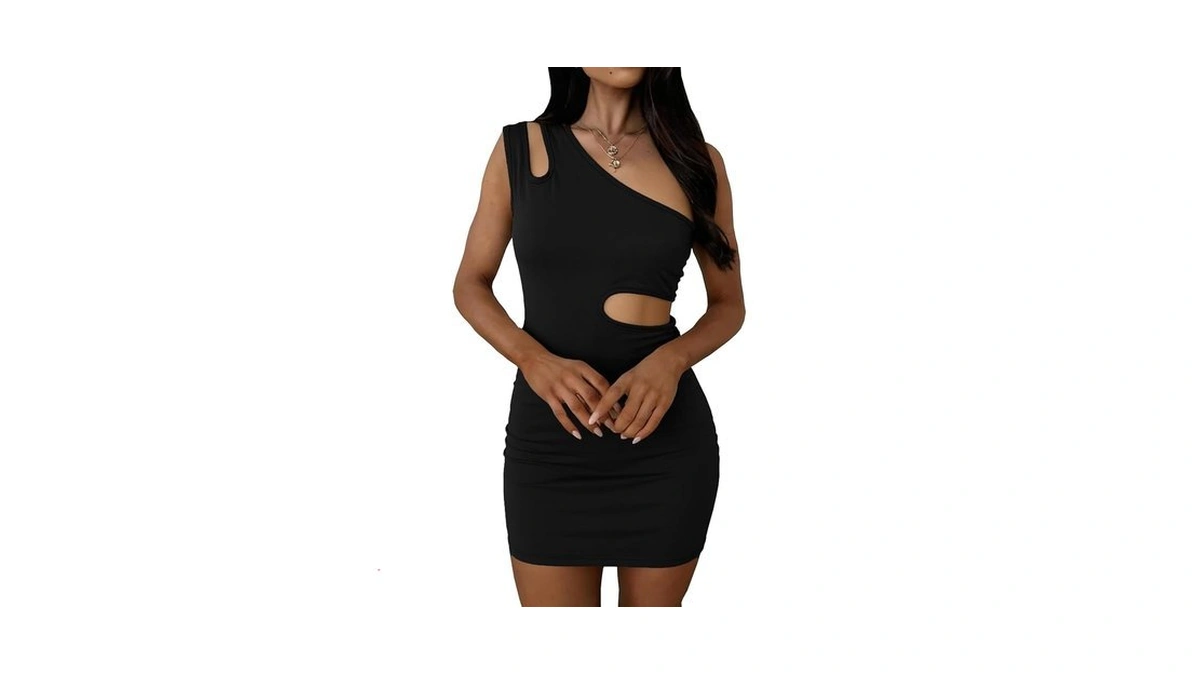 Womens Sexy One Shoulder Bodycon Mini Dress... - Coupon