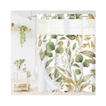 Litabel No Hooks Green Gold Plant Leaves Shower... - Coupon