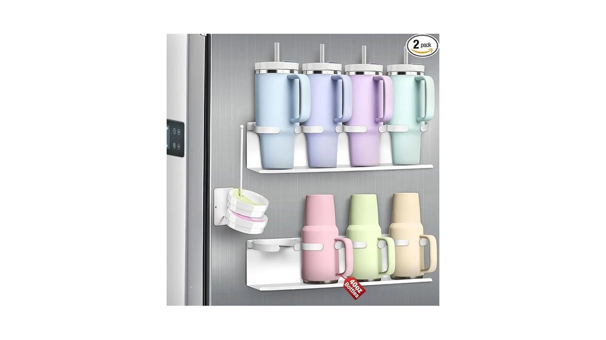 Magnetic Cup Holder For Fridge 8 Cups Water Bottle... - Coupon