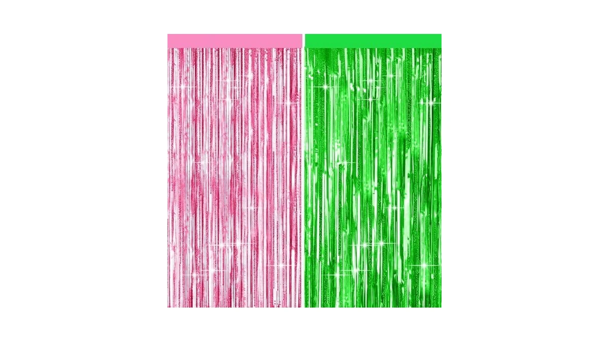 4 Packs Pink And Green Foil Fringe Curtain Pink... - Coupon