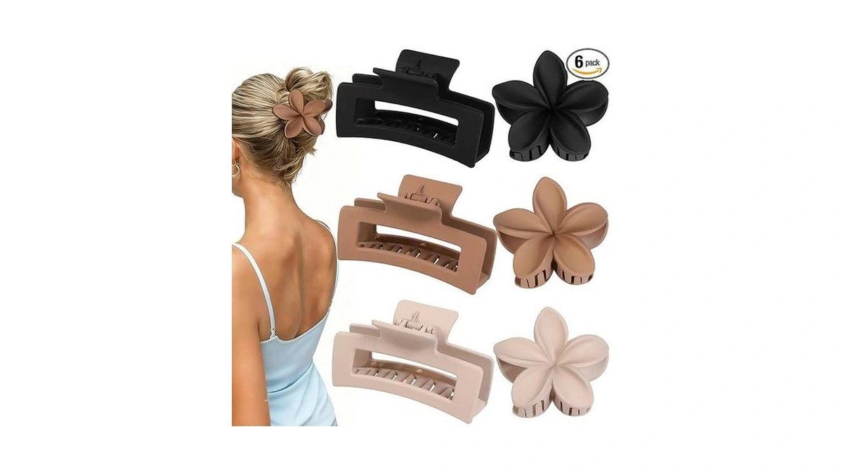 Flower Hair Clips For Women Square Claw Clips For... - Coupon