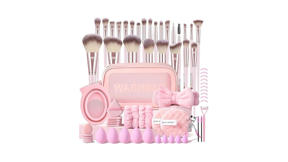 Kuoryzal Pink Makeup Brushes Set Professional 66pcs... - Coupon