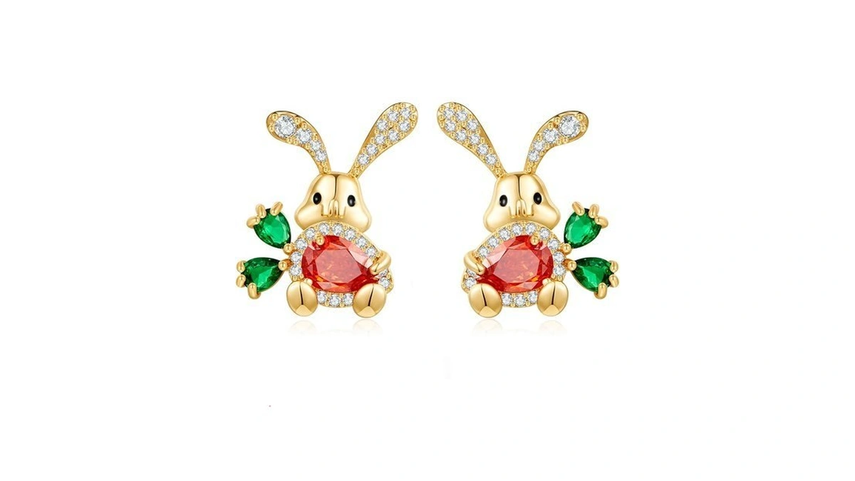 Cufelmu Easter Earrings Rabbit Carrot Stud Earrings... - Coupon