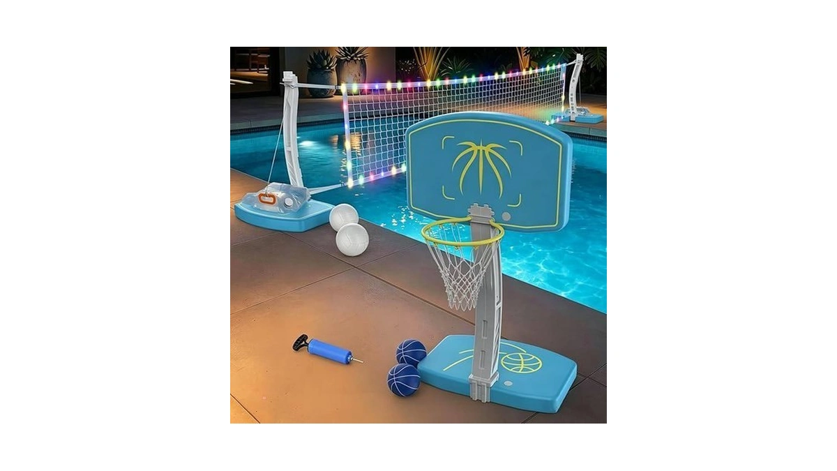 Goregent Pool Basketball Hoop And Volleyball Combo... - Coupon