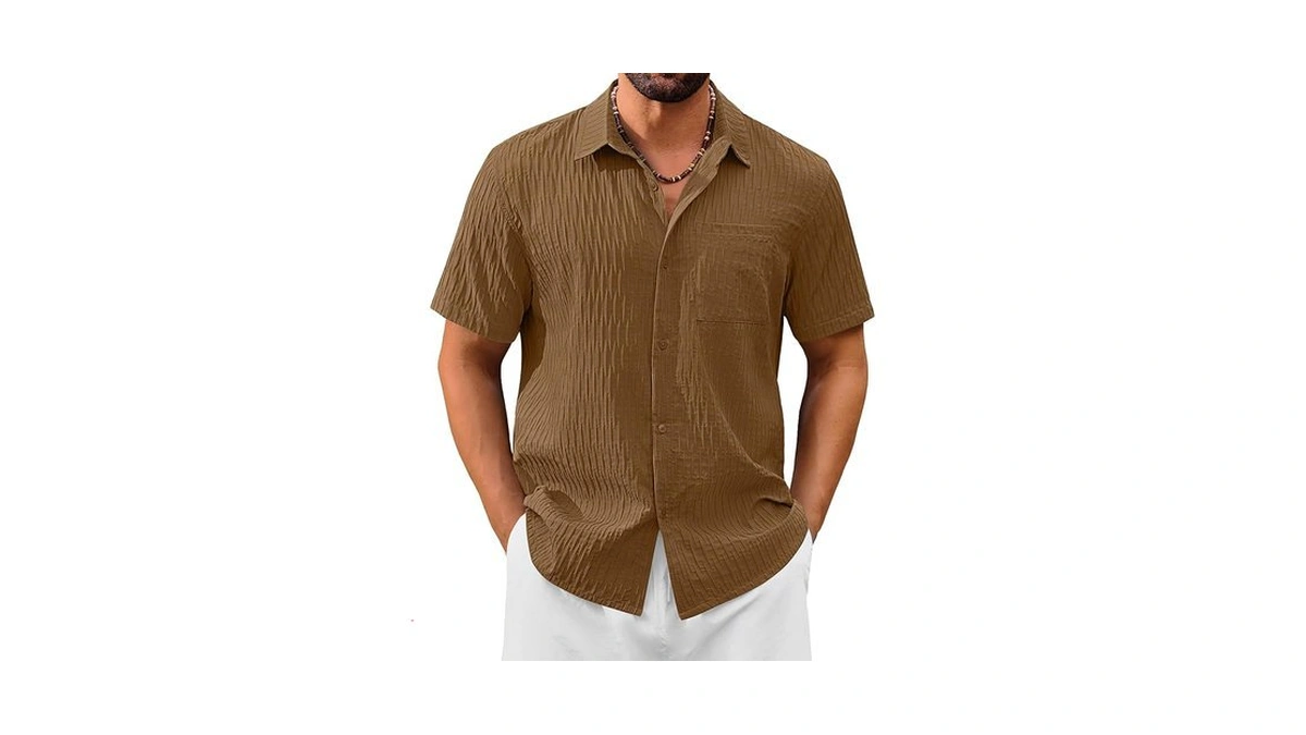 Cotrasen Mens Button Down Short Sleeve Shirts... - Coupon