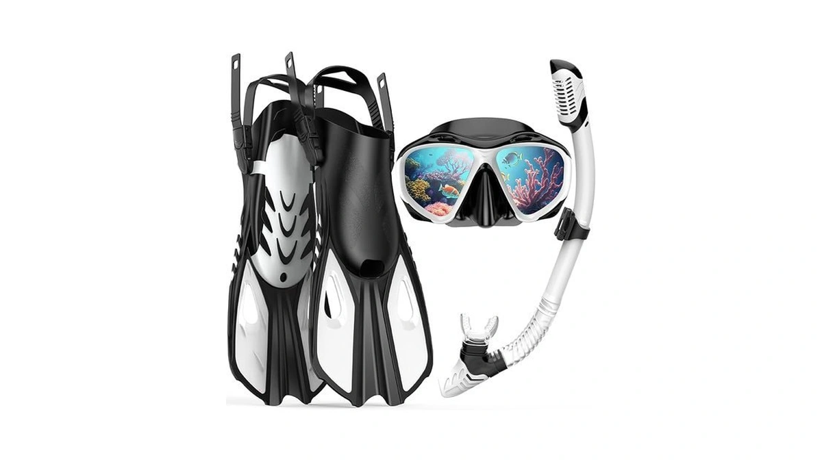 Mask Fin Snorkel Set Travel Size Snorkeling Gear... - Coupon
