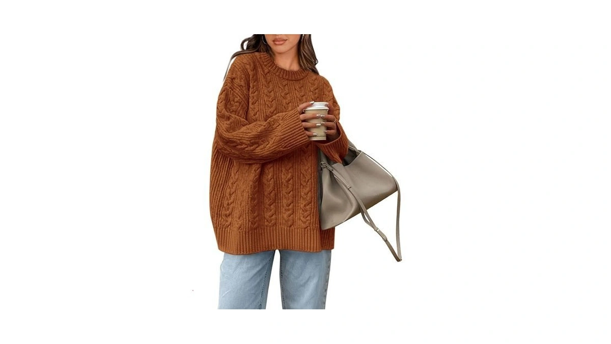 Okiwam Women S Oversized Sweaters Crewneck Cable... - Coupon