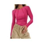 Kirundo Ribbed Long Sleeve Tops For Women Stretch... - Coupon