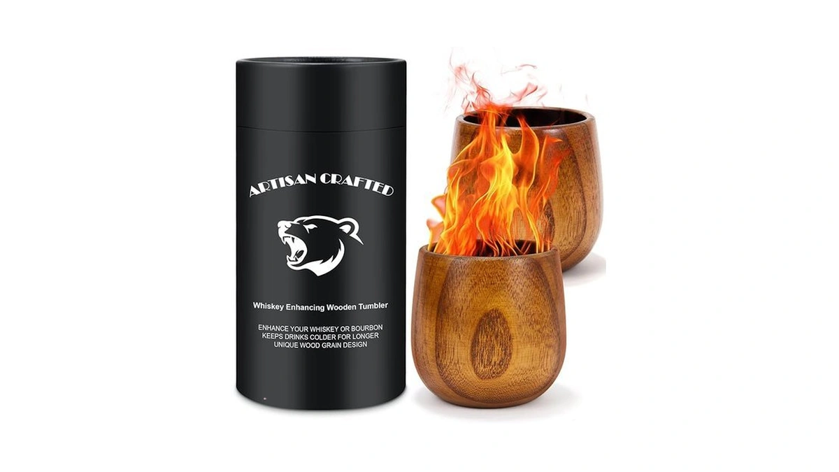 Seeykey Charred Wooden Bourbon Drinking Glasses 2... - Coupon