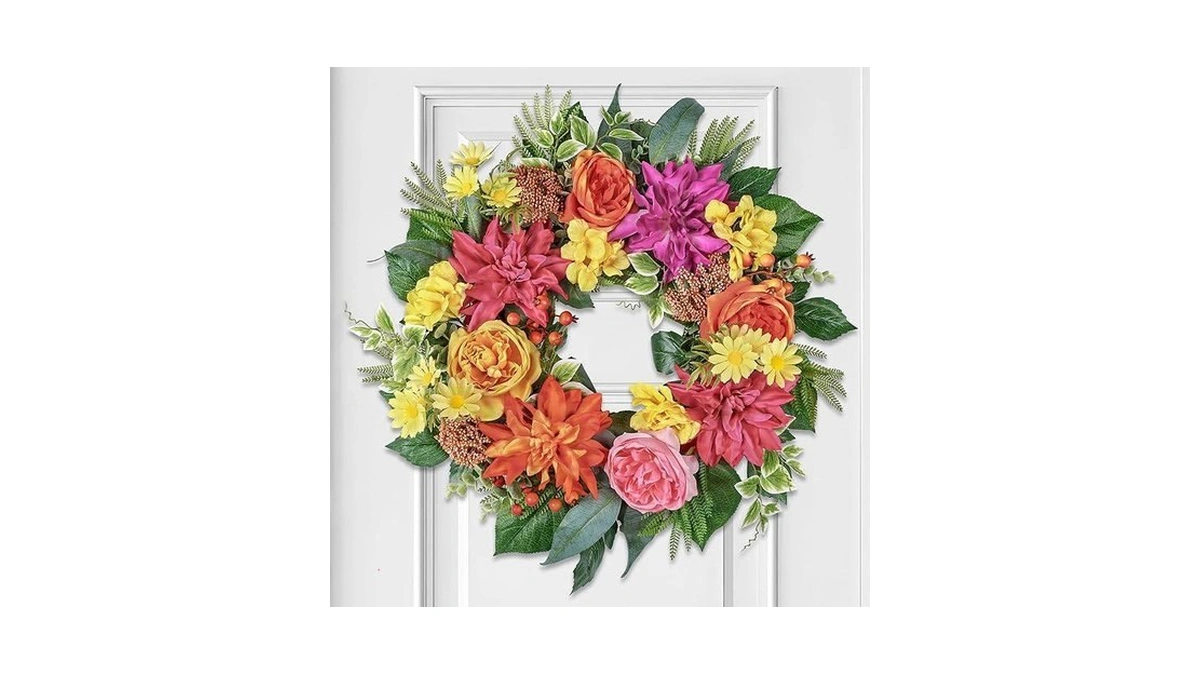 24 Inch Spring Summer Wreath For Front Door With... - Coupon