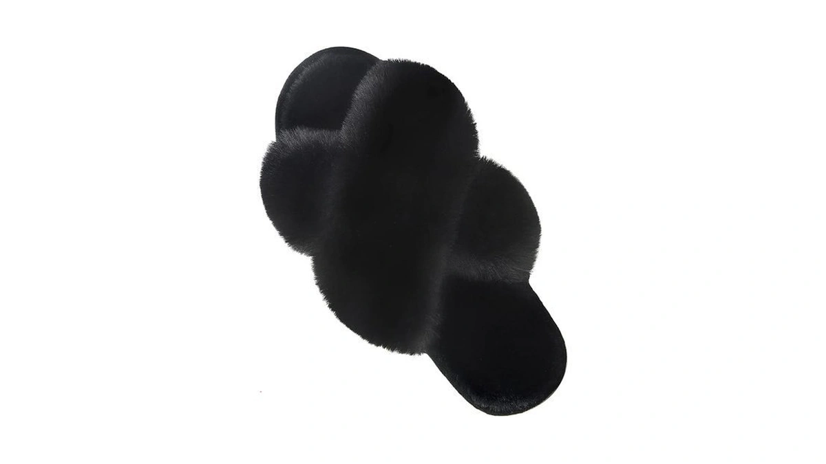 Parlovable Women S Fuzzy Cross Band Slippers Memory... - Coupon