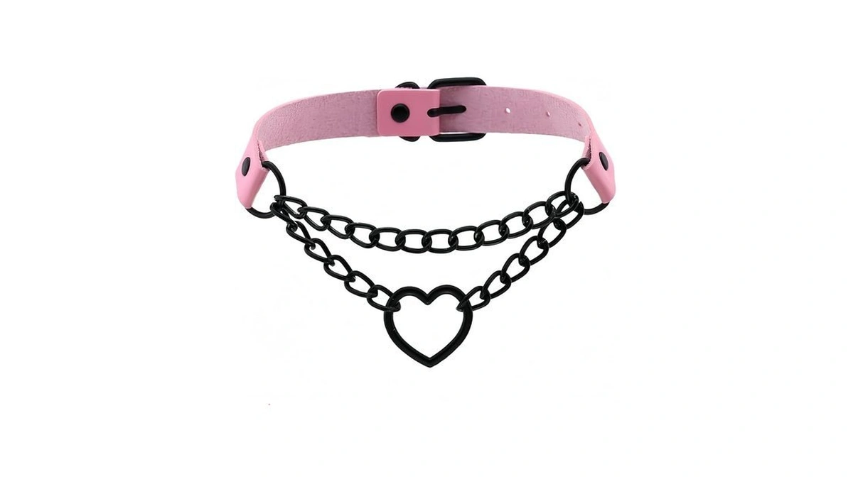 Tivmik Punk Heart-shaped Collar Necklace Leather... - Coupon