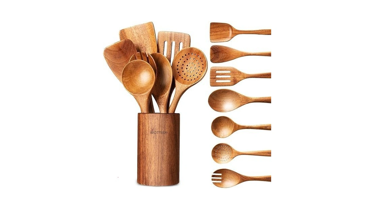 Wooden Spoons For Cooking - 8-piece Wooden Kitchen... - Coupon