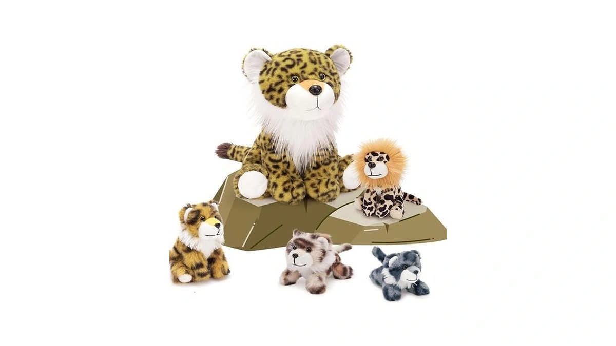 Maogolan 5 Pcs Cheetah Stuffed Animals With Babies... - Coupon