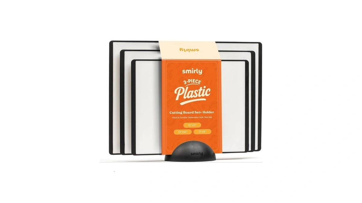 Smirly Plastic Cutting Board Set With Holder 3... - Coupon