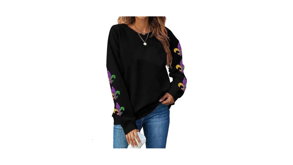 Eatbook Fat Tuesday Sweatshirt For Women Glitter... - Coupon
