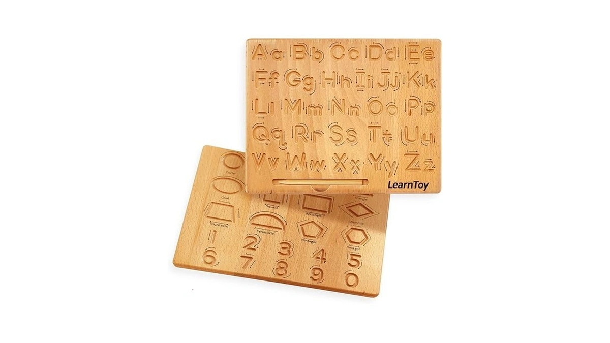 Learntoy Montessori Wooden Alphabet Tracing Board -... - Coupon