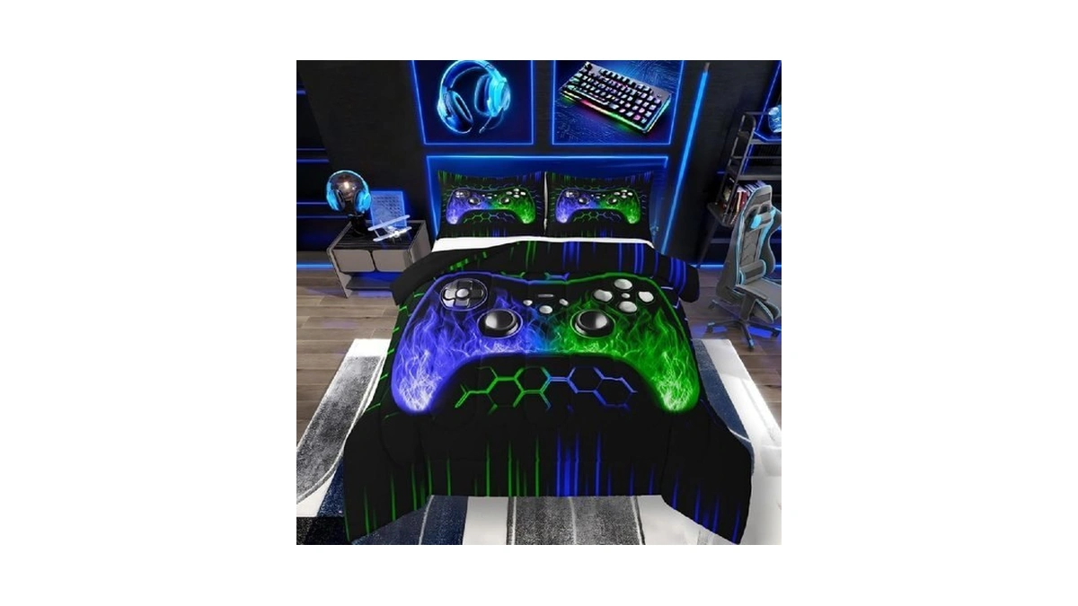 Erosebridal Ombre Art Honeycomb Gaming Bedding Set... - Coupon