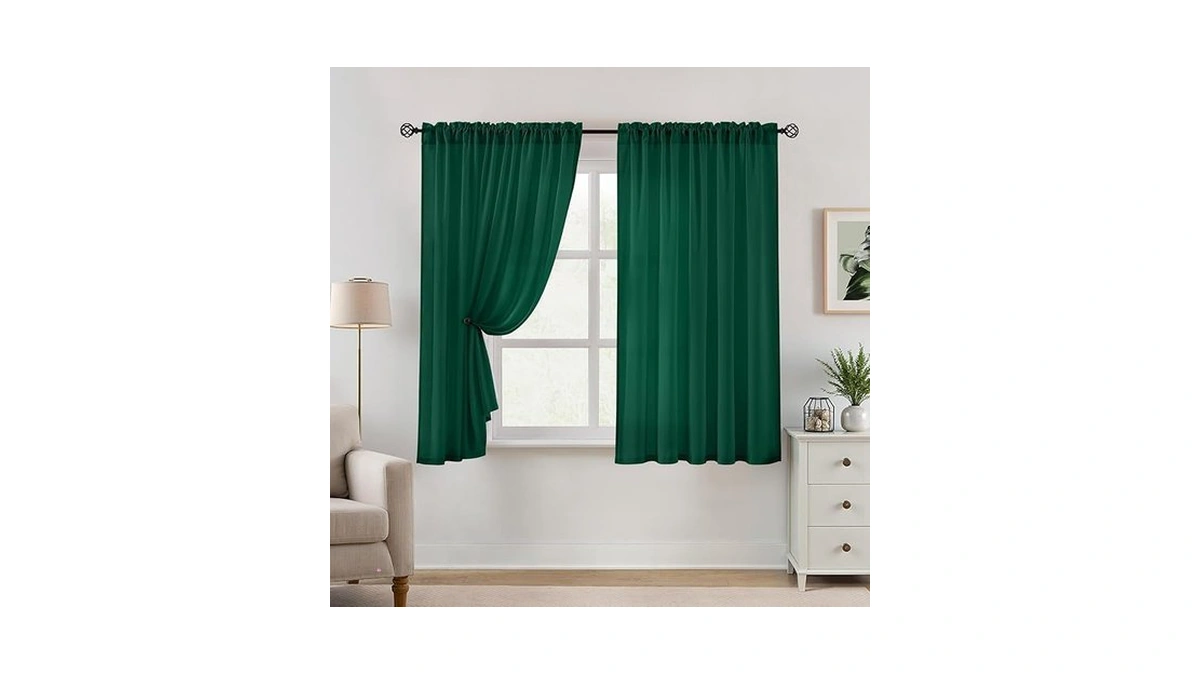 Homeideas Non-see-through Dark Green Privacy Semi... - Coupon