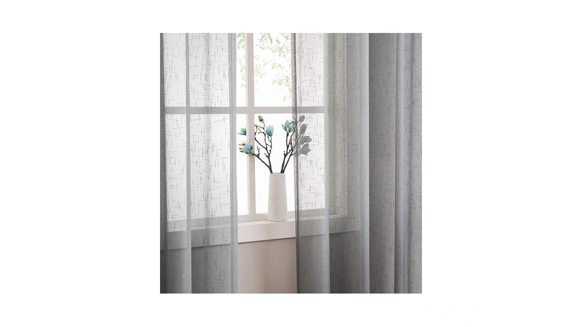 Randall Faux Linen Window Curtains Gray Sheer Open... - Coupon