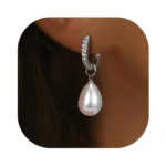 Sweetv Pearl Hoop Earrings For Women Cubic Zirconia... - Coupon