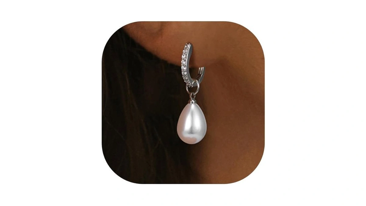 Sweetv Pearl Hoop Earrings For Women Cubic Zirconia... - Coupon