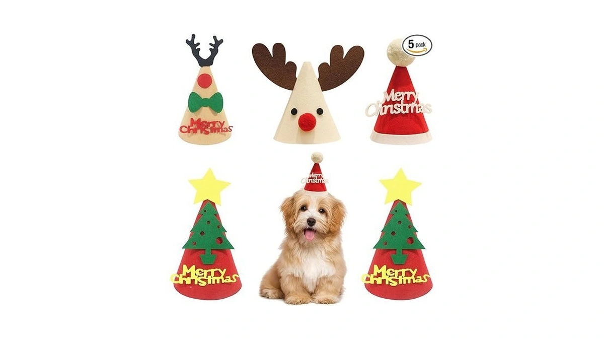5 Pcs Christmas Dog Hats Cute Cats Party Hats Pet... - Coupon