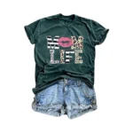 Women Mom Life T-shirts Leopard Lips Stripe Graphic... - Coupon