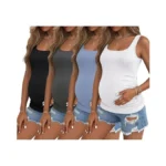 Ekouaer 4 Pack Maternity Tank Tops Ribbed Summer... - Coupon