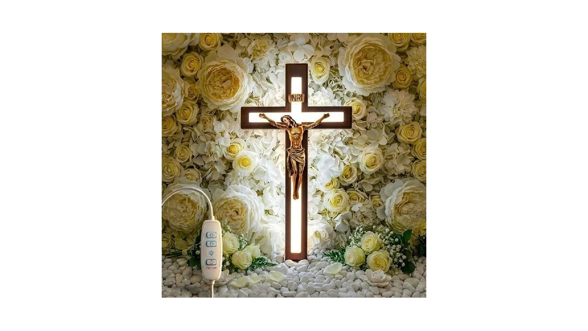 Mosavris Crucifix Wall Cross With Jesus With Led... - Coupon