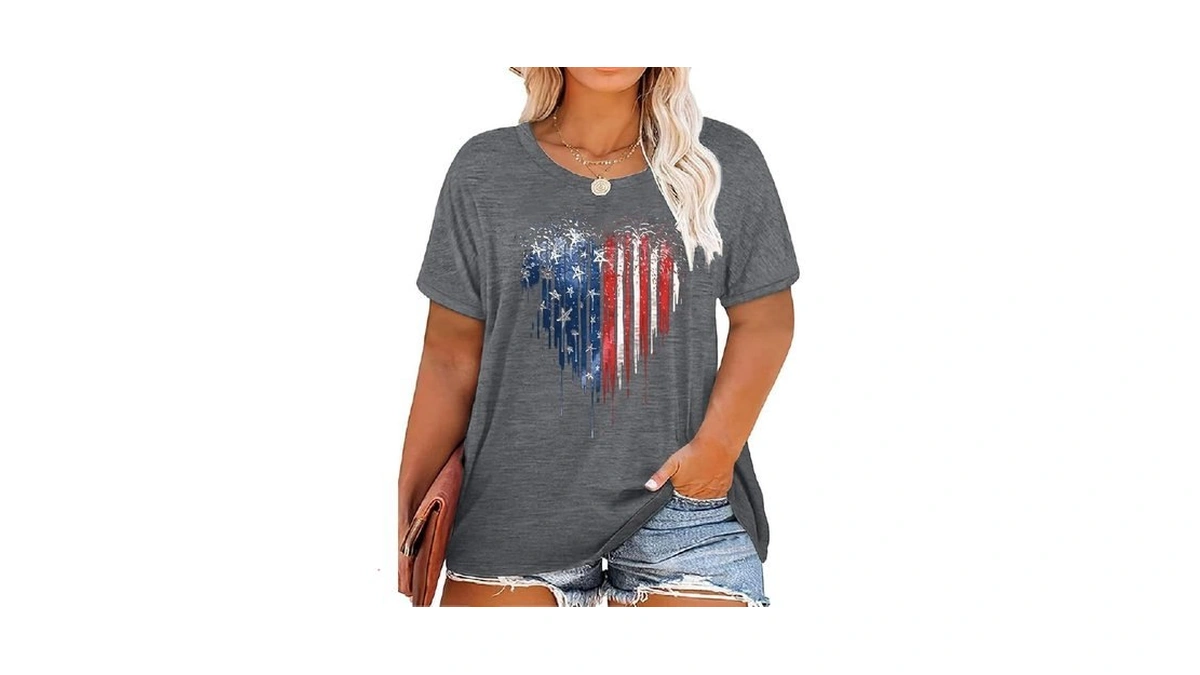 Hdlte American Flag Shirt For Women Plus Size 4th... - Coupon