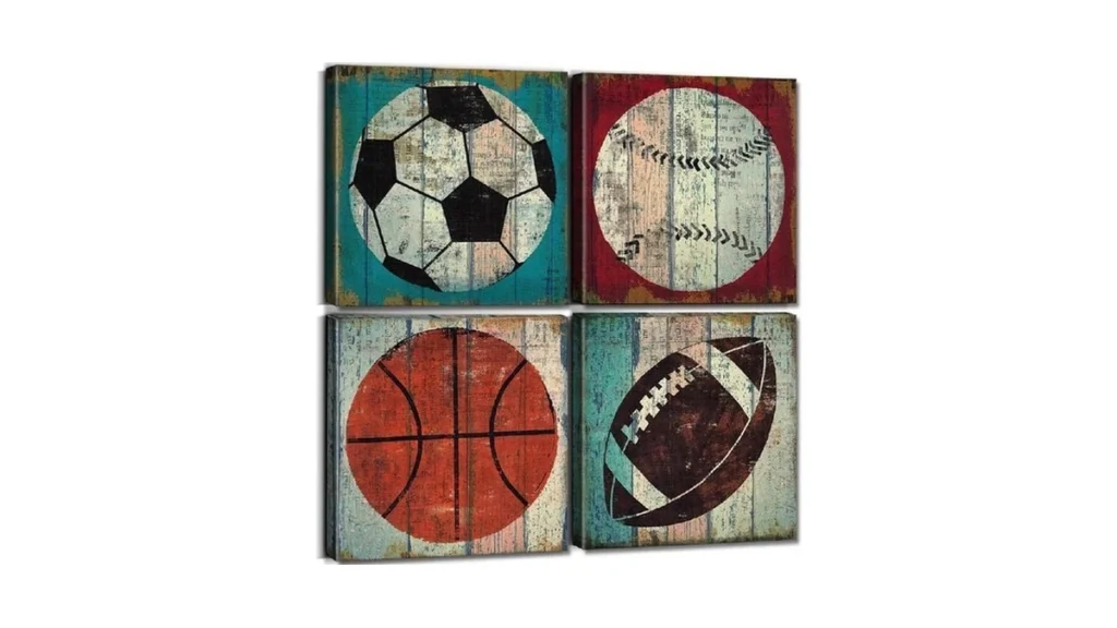 Vintage Sports Wall Art Nursery Room Decor Rustic... - Coupon