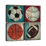 Vintage Sports Wall Art Nursery Room Decor Rustic... - Coupon