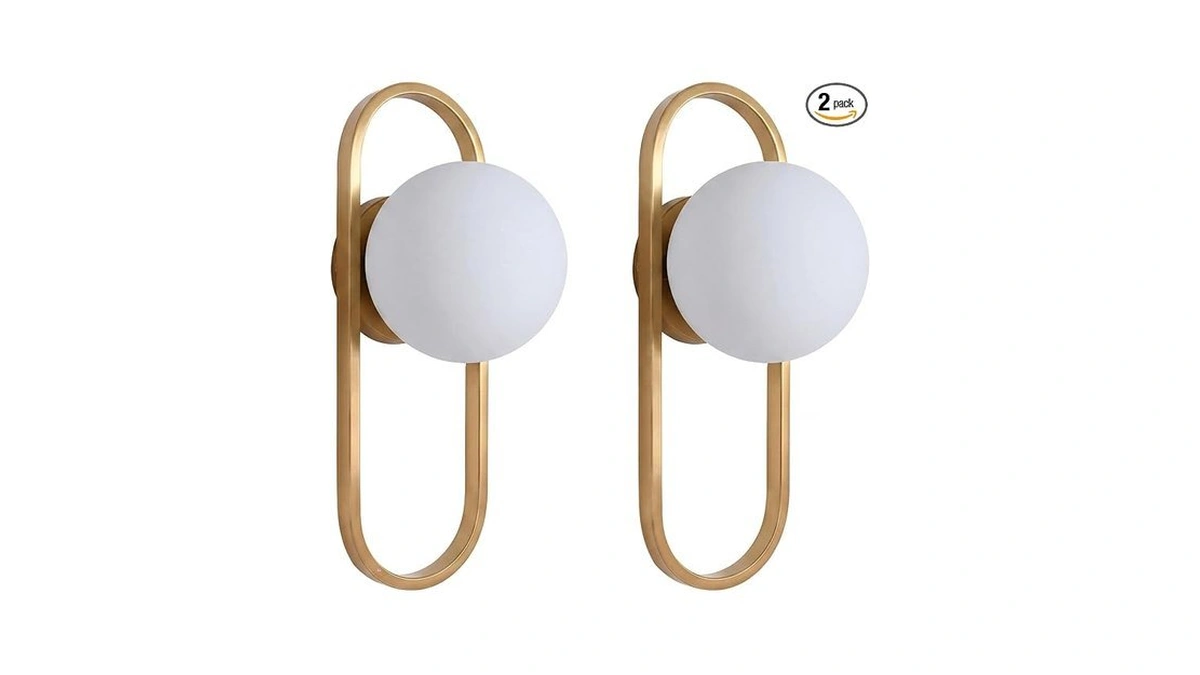 Bektas Gold Wall Lamp Sconces Set Of 2 With White... - Coupon