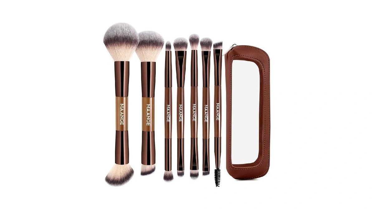 Maange 7 Pcs Foundation Makeup Brush Set With Bag... - Coupon