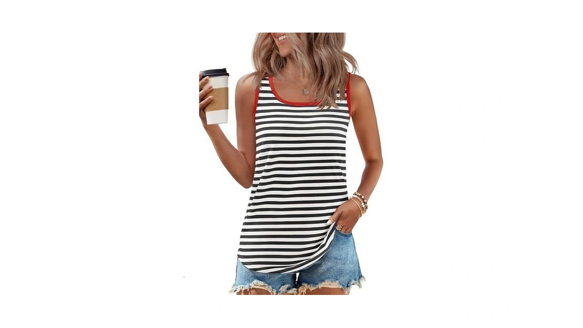 Zesica Women S Summer Casual Striped Tank Top... - Coupon