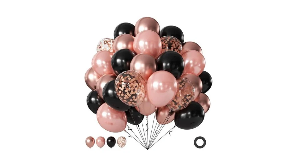 Rose Gold And Black Balloons 60pcs 12inch Metallic... - Coupon