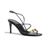 Qiv Black Strappy Heels For Women Open Toe Beaded... - Coupon
