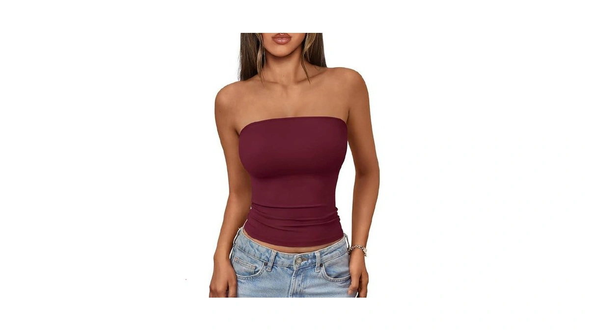 Automet Womens Tube Tops Soft Stretchy Strapless... - Coupon