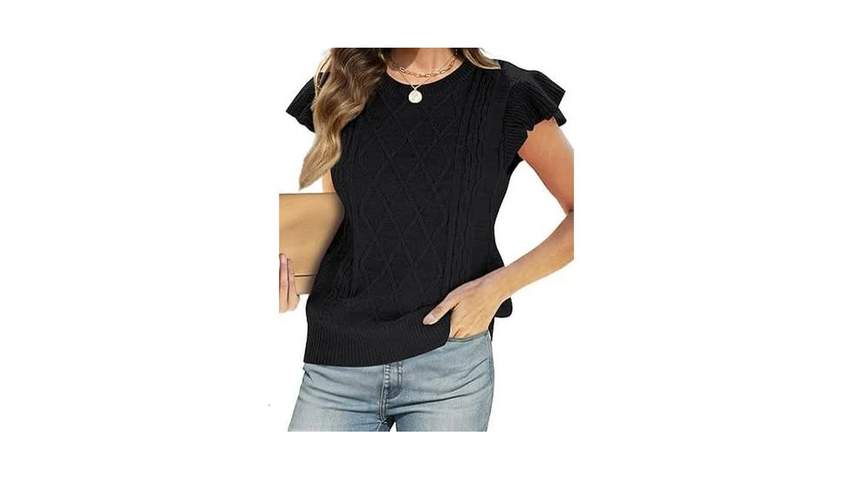 Cicibird Short Sleeve Sweater For Women Cable Knit... - Coupon