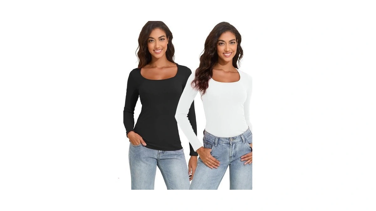 Yya 2 Piece Basic Long Sleeve Shirts For Women... - Coupon