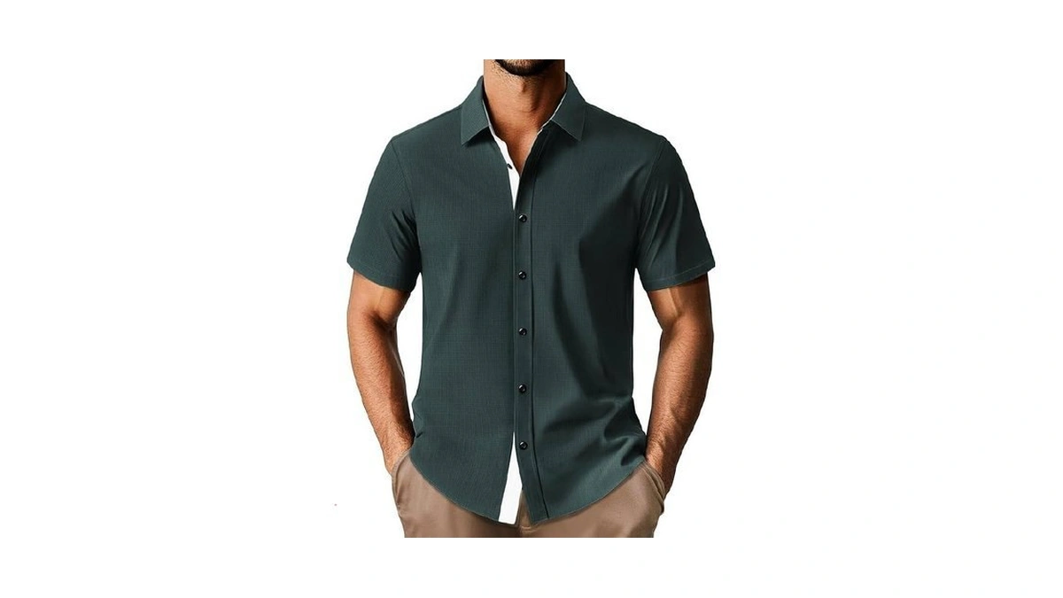 Mens Button Down Short Sleeve Shirt Casual... - Amazon Promo Code